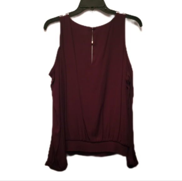 Bebe Burgundy Cold Shoulder Blouse - Picture 2 of 3